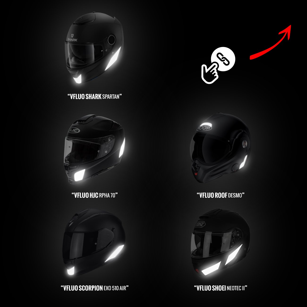 Pegatinas reflectantes para casco de moto negro 8016408160811