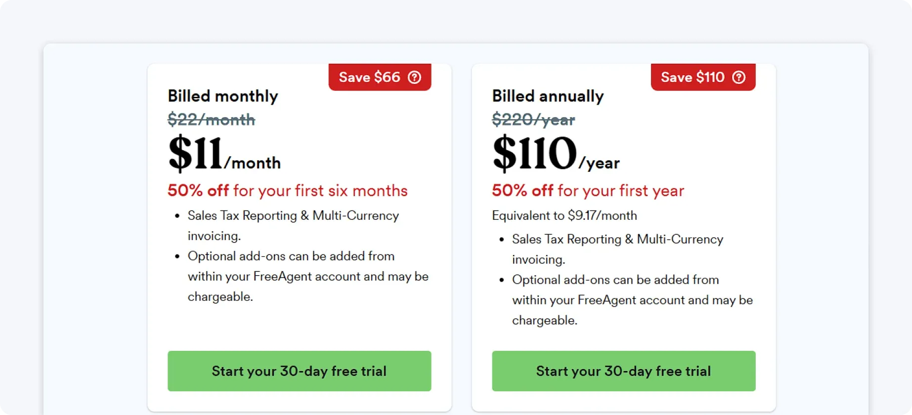 FreeAgent Pricing