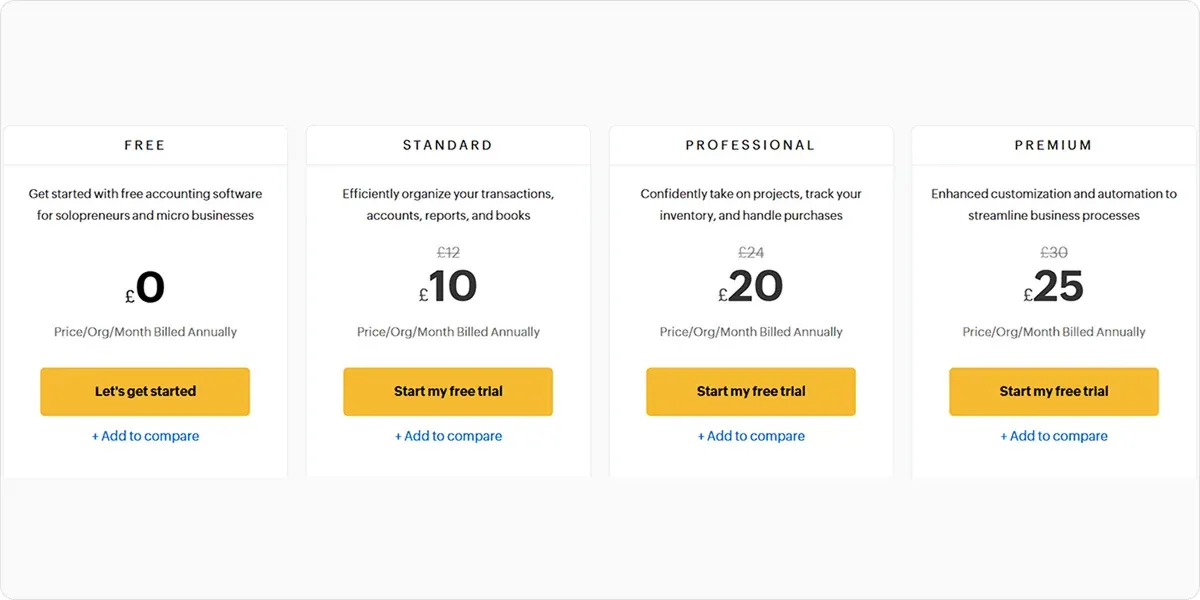 ZohoBooks Pricing