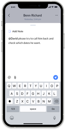 add notes and tag people on the answerconnect app