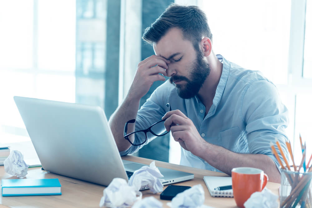 Business man working and worrying 