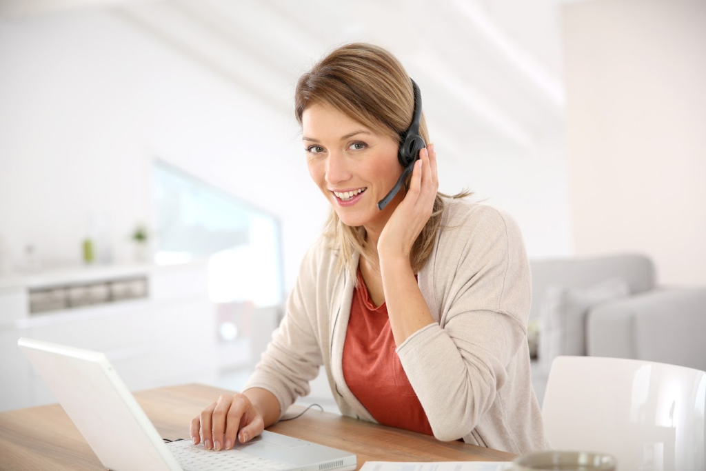 small business receptionist answering a call