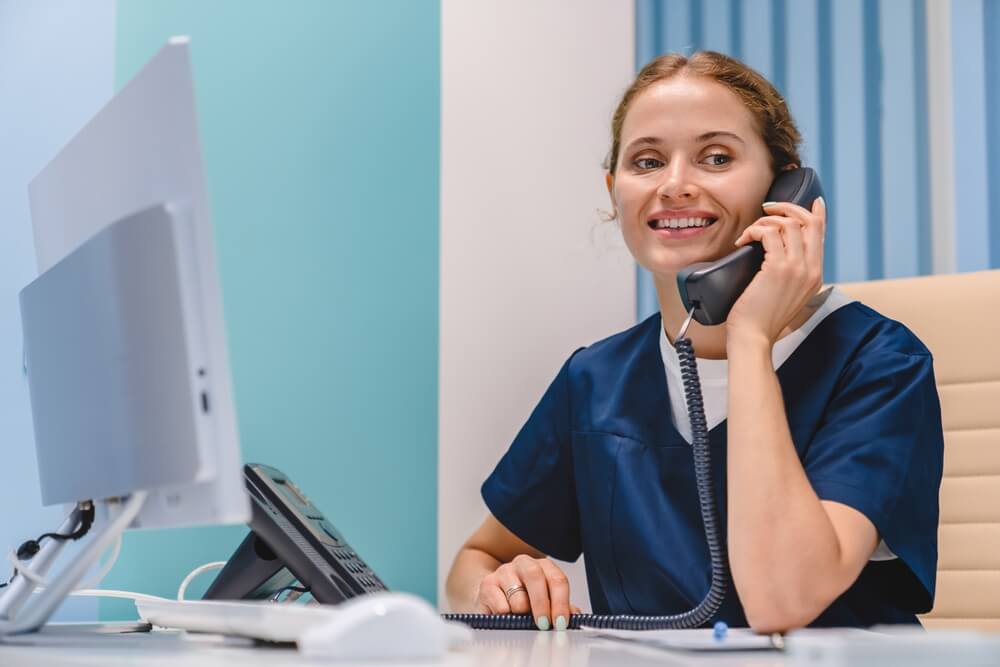 Smiling nurse women receptionist 