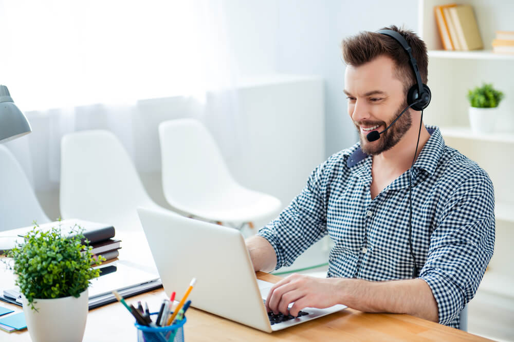 man with headphone talking