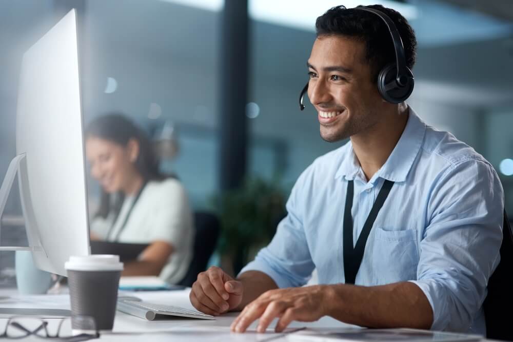 man talking to a customer in phone