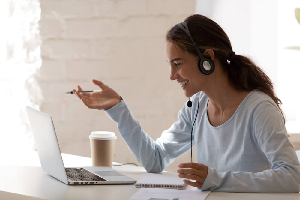 women smiling and talking 