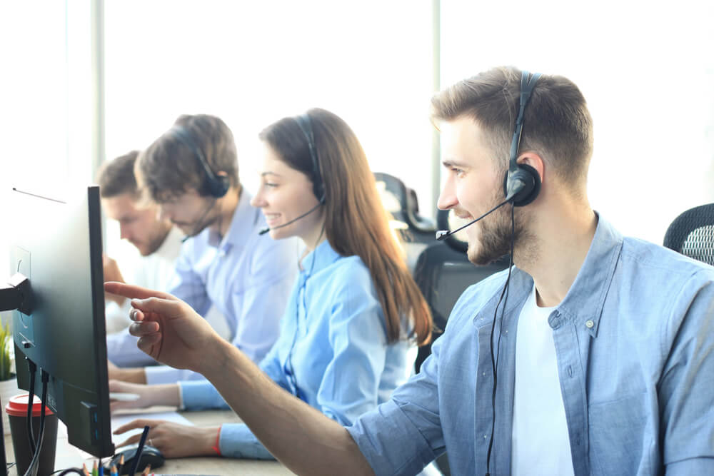 call center employees talking to the customers.