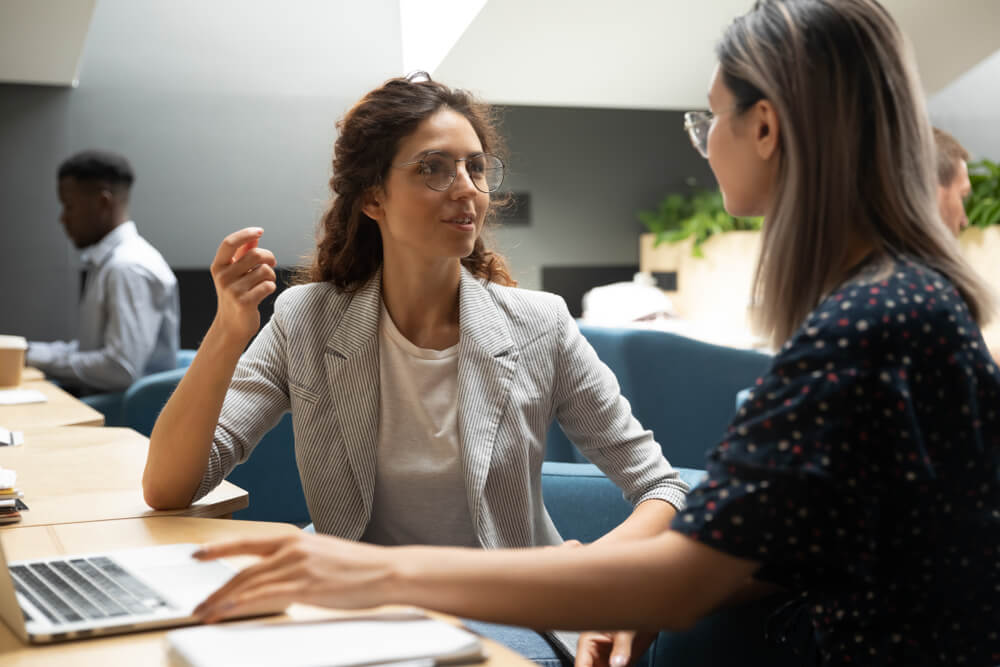 two women talking 