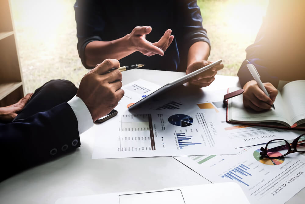 data charts on the table 