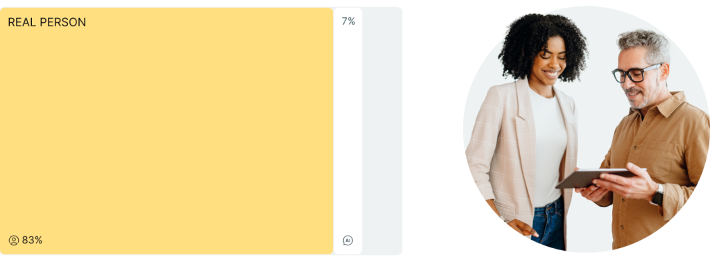 Graphic showing the statistic that 83 percent of people prefer speaking to a real human over AI when contacting a business