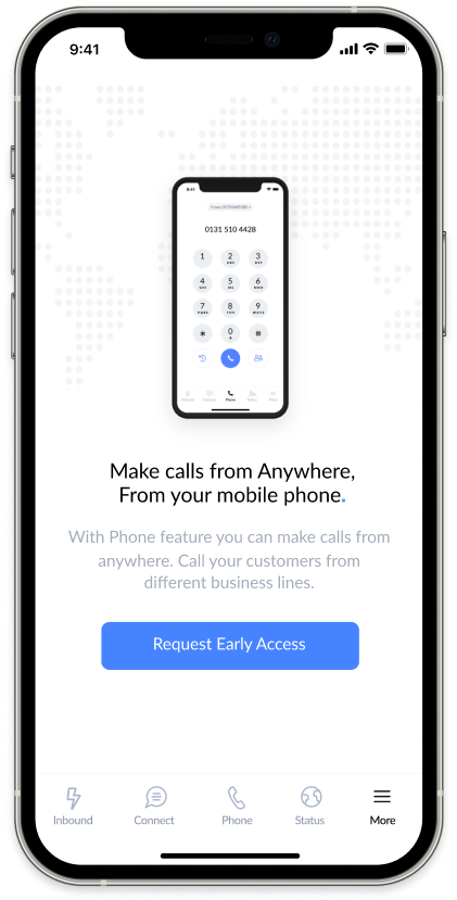 Screenshot of AnswerConnect mobile app: Call and Text