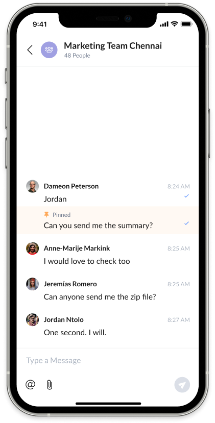 Screenshot of AnswerConnect mobile app: Group Chats