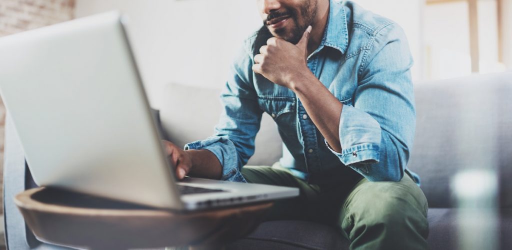 Man browsing website with lead capture tools