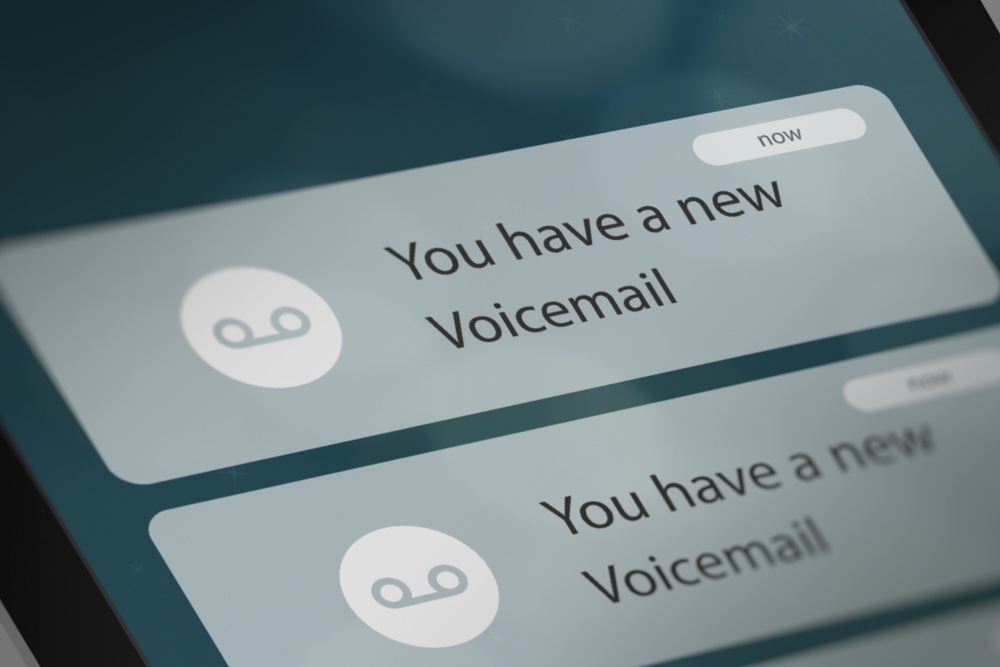 Push Notification with New Voicemail on Smart Phone. 3D illustration
