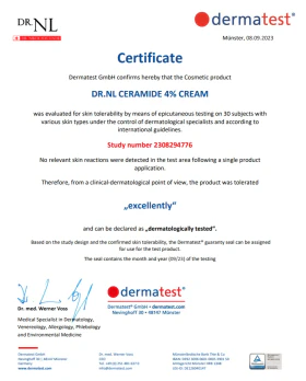 독일 Dermatest 피부적합성 시험 인증서, 닥터앤엘 세라마이드 4% 크림