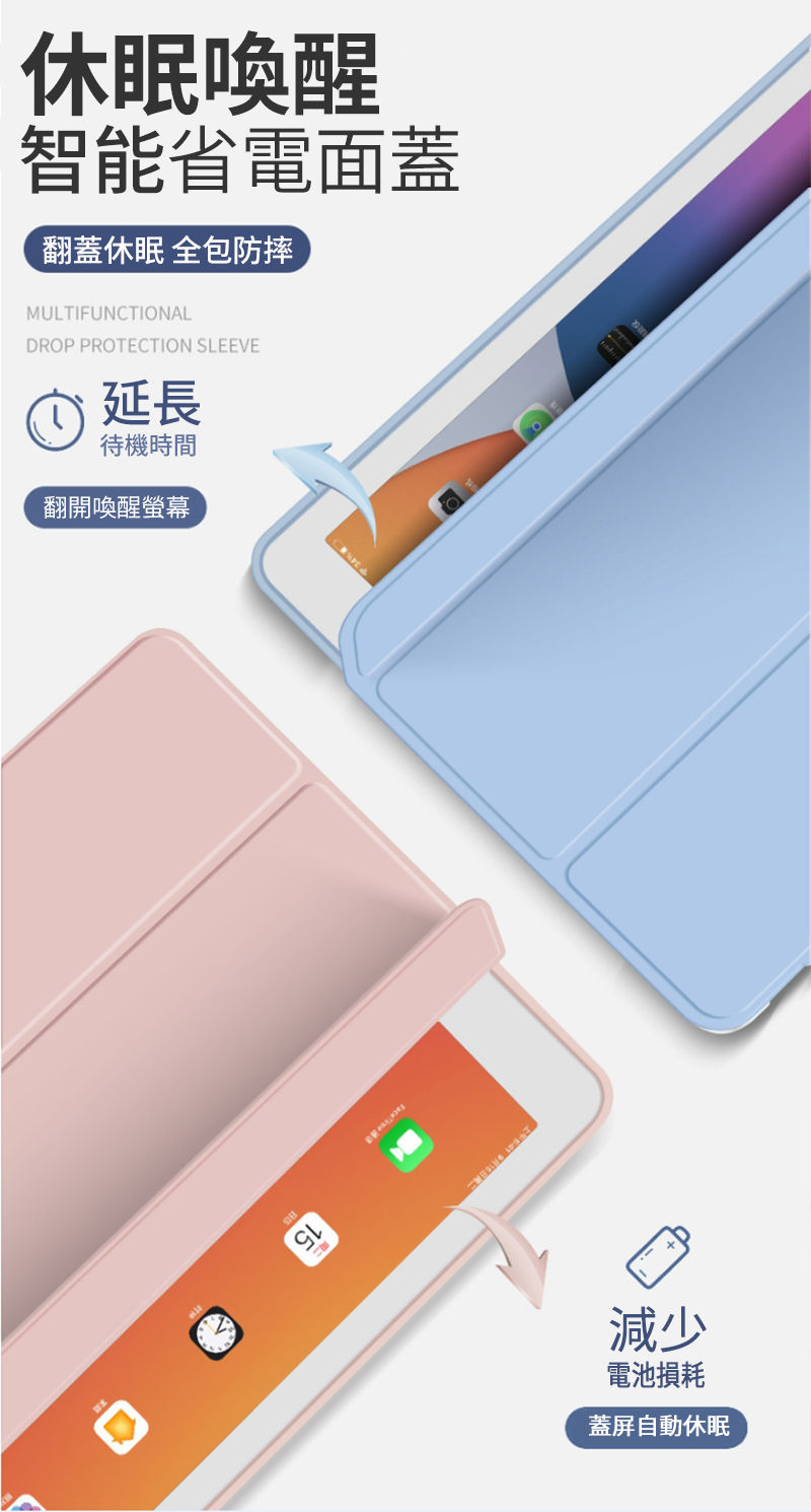 休眠喚醒智能省電面蓋翻蓋休眠 全包防摔MULTIFUNCTIONALDROP PROTECTION SLEEVE延長待機時間翻開喚醒螢幕15減少電池損耗蓋屏自動休眠