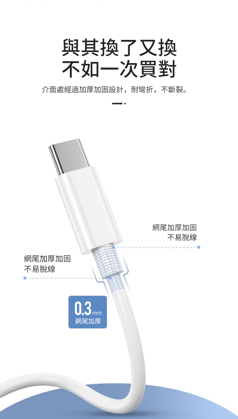 與其換了又換不如一次買對介面處經過加厚加固設計,耐彎折,不斷裂。網尾加厚加固不易脫線網尾加厚網尾加厚加固不易脫線