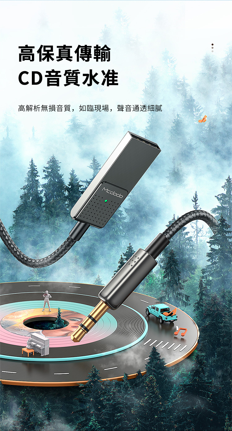 高保真傳輸CD音質水准高解析無損音質,如臨現場,聲音通透細膩Mcdodo