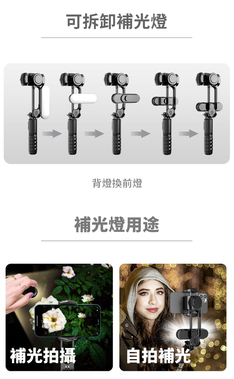 可拆卸補光燈背燈換前燈補光燈用途補光拍攝自拍補光