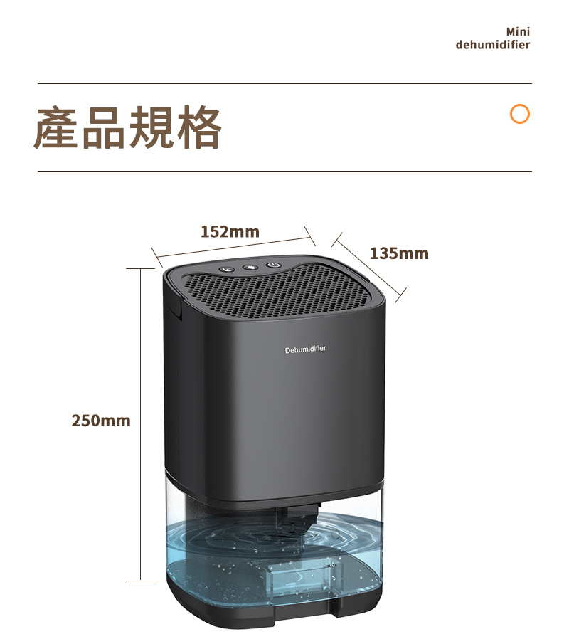 產品規格250mm152mmDehumidifier135mmMinidehumidifier