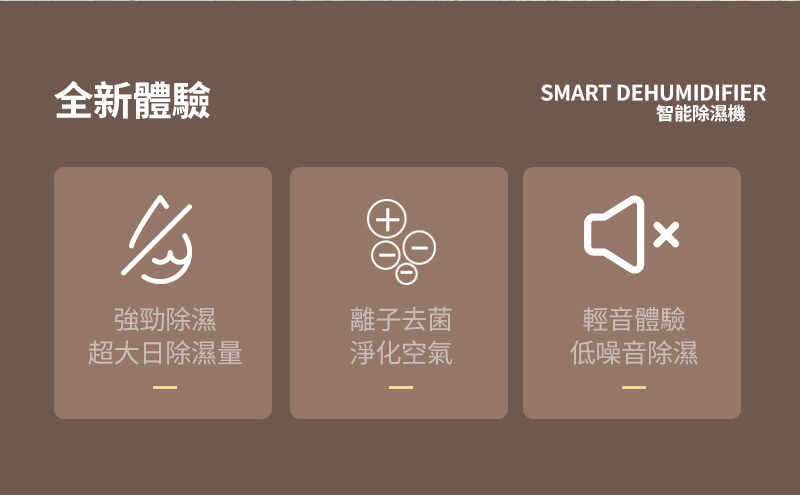 全新體驗強勁除濕超大日除濕量離子去菌淨化空氣SMART DEHUMIDIFIER智能除濕機x輕音體驗低噪音除濕