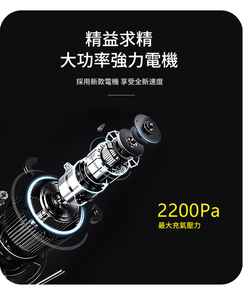 精益求精大功率強力電機採用新款電機 享受全新速度2200Pa最大充氣壓力