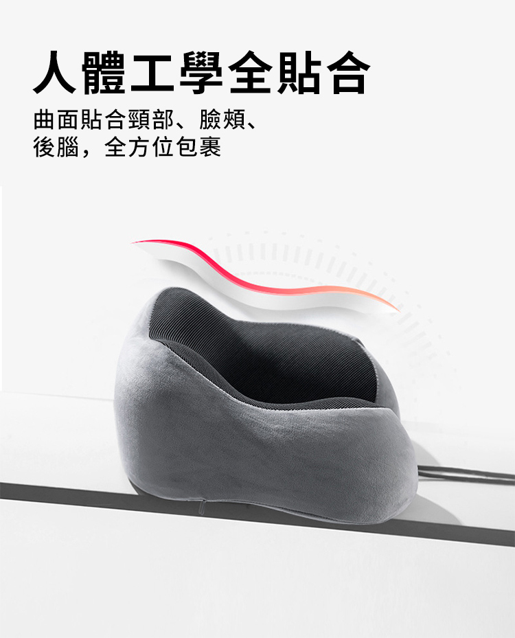 人體工學全貼合曲面貼合頸部、臉頰、後腦,全方位包裹