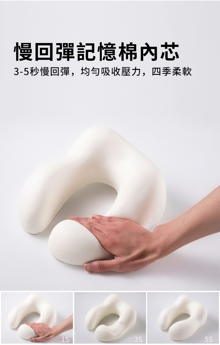 慢回彈記憶棉芯3-5秒慢回彈,均勻吸收壓力,四季柔軟3S5S