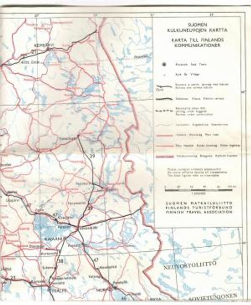 Suomen kulkuneuvojen kartta Karta till Finlands kommunikationer (1977) - Maanmittaushallitus | Kustannus Apis | Osta Antikvaarista - Kirjakauppa verkossa