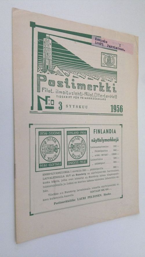 Postimerkki vuosikerta 1956 nro 3 : filateelinen ilmoituslehti | Finlandia Kirja | Osta Antikvaarista - Kirjakauppa verkossa