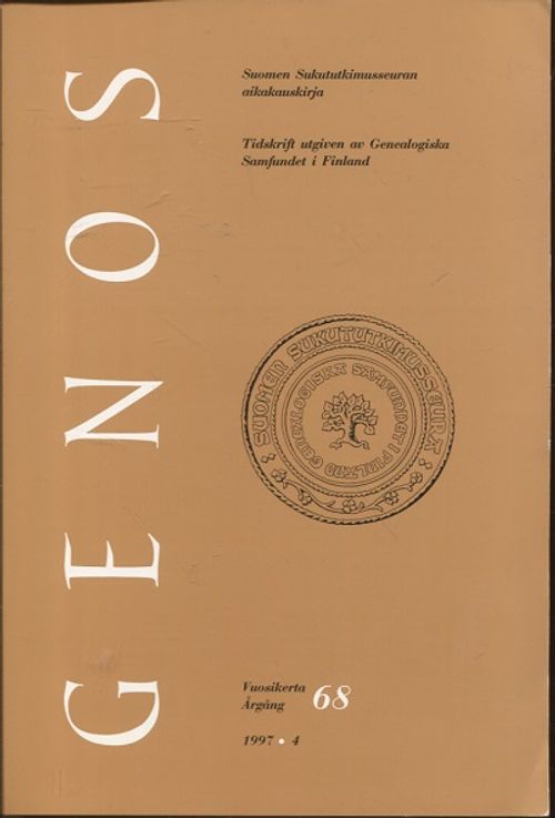Genos 1-4/1997 - Suomen Sukututkimusseuran aikakauskirja - Vuosikerta | Vantaan Antikvariaatti Oy | Osta Antikvaarista - Kirjakauppa verkossa