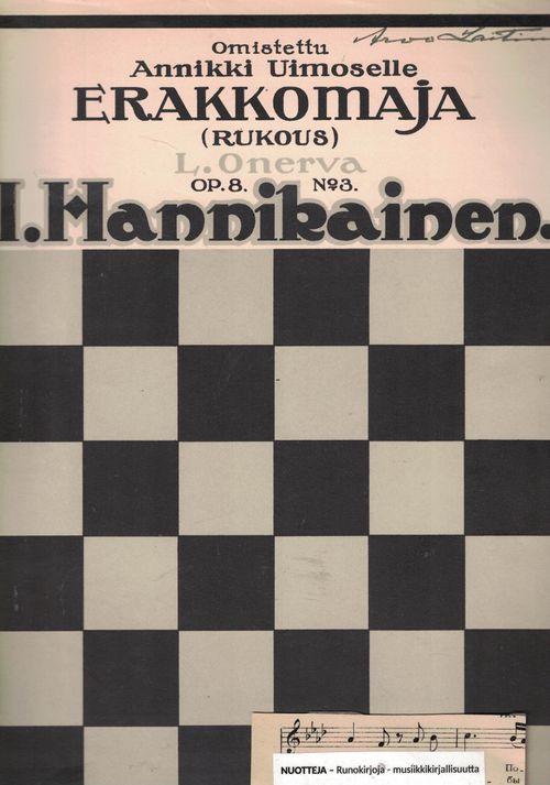 Erakkomaja (Rukous), Laulu pianon säestyksellä - Hannikainen Ilmari (L. Onerva) | Nettinuotti | Osta Antikvaarista - Kirjakauppa verkossa