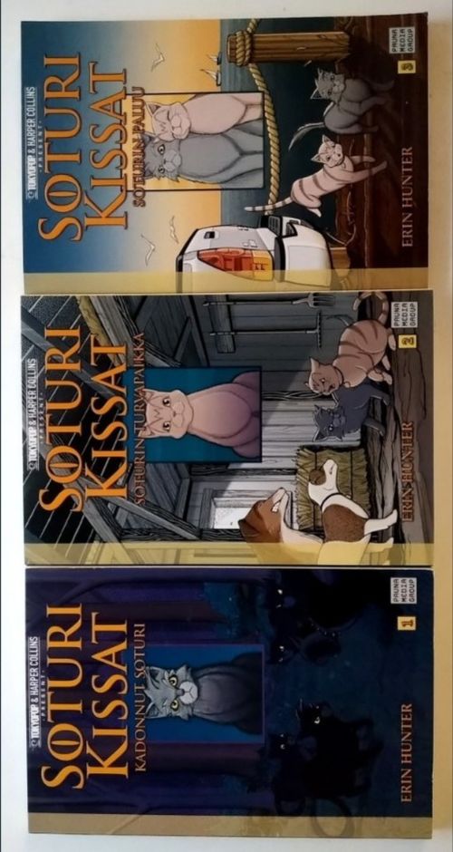 Soturikissat Manga 1-3; Kadonnut soturi, Soturin turvapaikka, Soturin paluu: Erin Hunter | Anninan NettiAntikvariaatti
