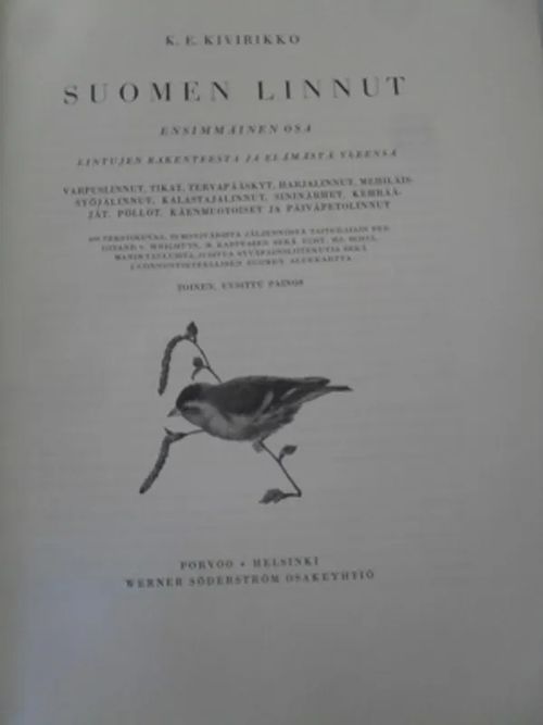 Suomen linnut I-II - K.E. Kivirikko | Antikvariaatti Aikakone | Osta Antikvaarista - Kirjakauppa verkossa