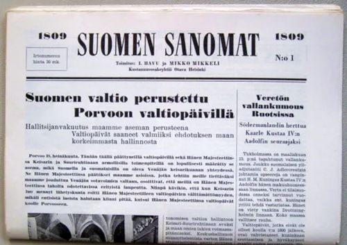 Suomen Sanomat 1809-1952 - Havu I. ja Mikkeli Mikko | Kustannus Apis | Osta Antikvaarista - Kirjakauppa verkossa