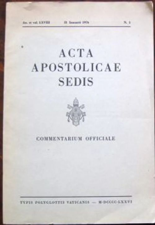 Acta apostolicae sedis. Commentarium officiale | Kustannus Apis | Osta Antikvaarista - Kirjakauppa verkossa