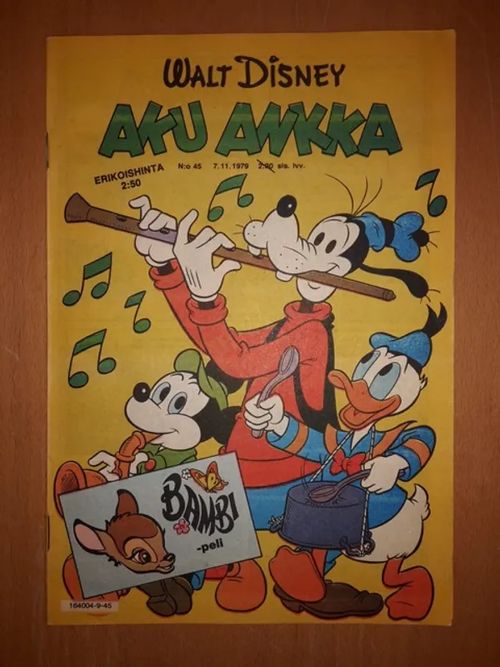 Aku Ankka 1979 nro 45 +peliliite - Disney Walt | Antikvaarinen Kirjakauppa Tessi | Osta Antikvaarista - Kirjakauppa verkossa