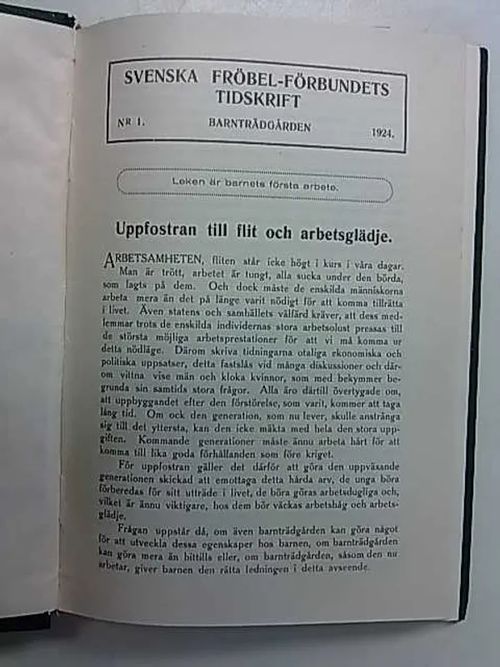 Svenska fröbelförbundets tidskrift 1924-1928 | Antikvaarinen Kirjakauppa Tessi | Osta Antikvaarista - Kirjakauppa verkossa