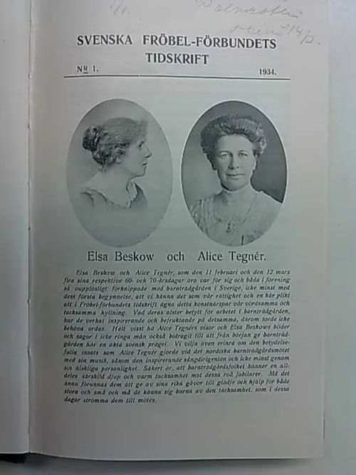 Svenska fröbelförbundets tidskrift 1934-1938 | Antikvaarinen Kirjakauppa Tessi | Osta Antikvaarista - Kirjakauppa verkossa