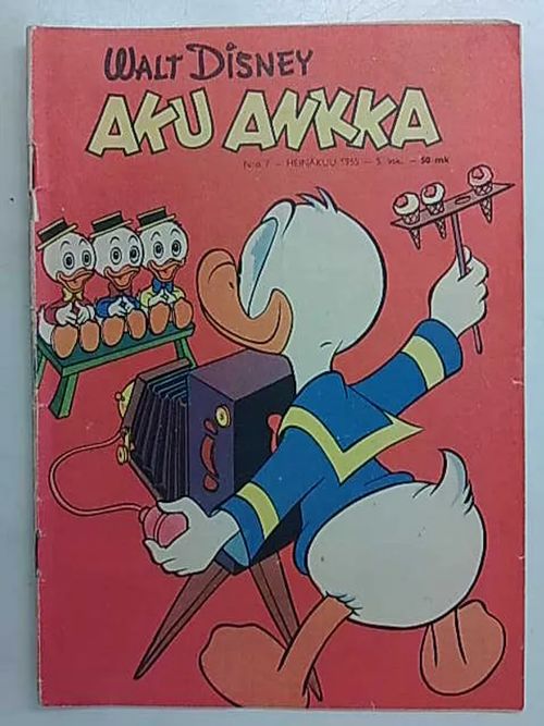 Aku Ankka 1955 nro 7 mm. Carl Barksin Ihmejauhot-tarina | Antikvaarinen Kirjakauppa Tessi | Osta Antikvaarista - Kirjakauppa verkossa