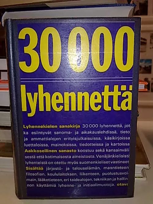 30000 lyhennettä | Antikvaarinen Kirjakauppa Tessi | Osta Antikvaarista - Kirjakauppa verkossa