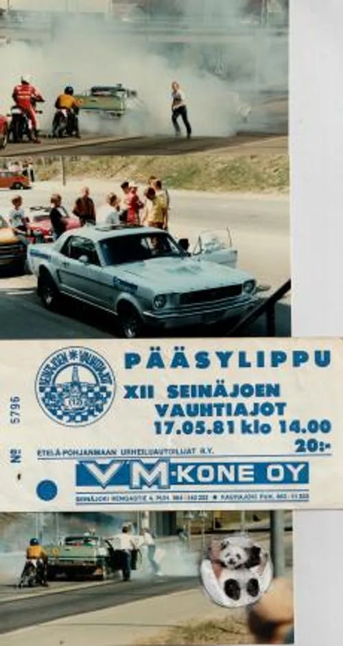 XII Seinäjoen Vauhtiajot 17.05. 1981 - Pääsylippu + kolme valokuvaa. | Antikvariaatti Feliks | Osta Antikvaarista - Kirjakauppa verkossa
