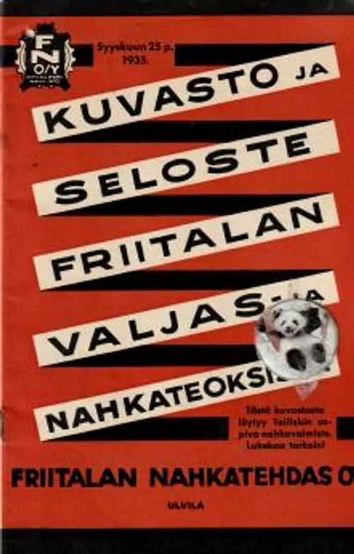 Kuvasto ja seloste Friitalan valjas- ja nahkateoksista - Friitalan Nahkatehdas OY | Antikvariaatti Feliks | Osta Antikvaarista - Kirjakauppa verkossa