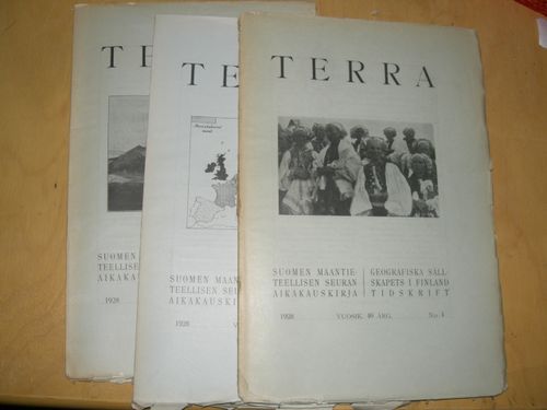 Terra 1928 vuosikerta 1-4 (3 Lehteä), sis SAURAMO: Jääkaudesta nykyaikaan Ilm I Leiviskä | Divari & Antikvariaatti Kummisetä | Osta Antikvaarista - Kirjakauppa verkossa