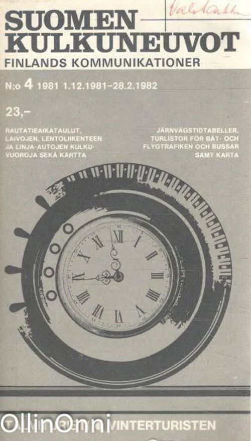 Suomen kulkuneuvot N-o 4/1981 - Finlands kommunikationer - Erkki Nieminen | OllinOnni Oy | Osta Antikvaarista - Kirjakauppa verkossa