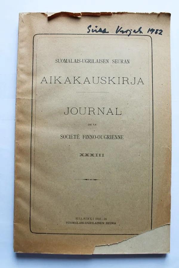 Suomalais-ugrilaisen seuran aikakauskirja XXXIII | Cityn Kirja | Osta Antikvaarista - Kirjakauppa verkossa