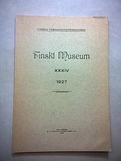 Finskt museum 34 [XXXIV] - 1927 | Helsingin Antikvariaatti | Osta Antikvaarista - Kirjakauppa verkossa