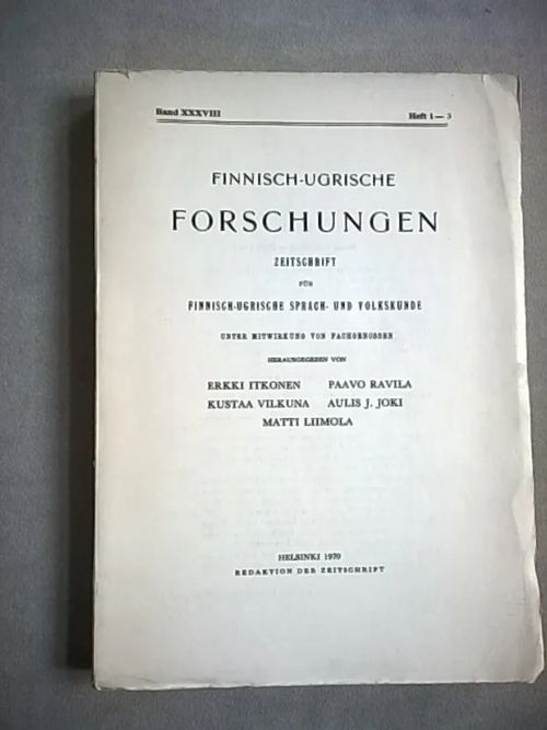 Finnisch-Ugrische Forschungen 38 Heft 1-3 : Zeitschrift für finnisch-ugrische Sprach- und Volkskunde | Helsingin Antikvariaatti | Osta Antikvaarista - Kirjakauppa verkossa