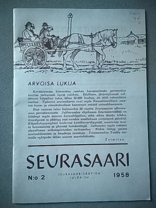 Seurasaari - Seurasaarisäätiön julkaisu 1958 n:o 2 | Helsingin Antikvariaatti | Osta Antikvaarista - Kirjakauppa verkossa