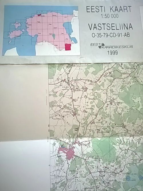 Vastseliina kartta 1:50.000 Eesti Viro | Helsingin Antikvariaatti | Osta Antikvaarista - Kirjakauppa verkossa